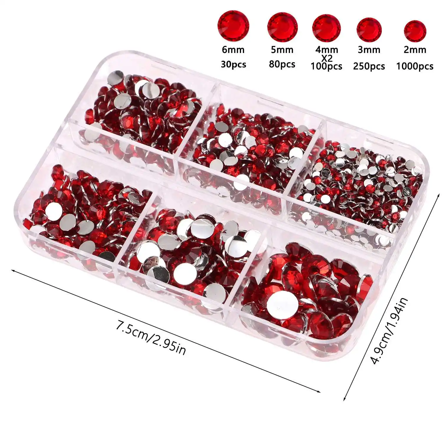 6-grid/box 2-6mm mixed size resin diamond nail flat back nail accessories nail rhinestones DIY decoration