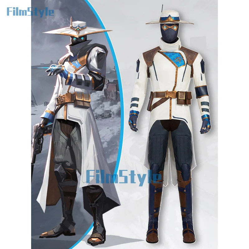 

Game Cypher Valorant Cosplay Costume Hat Coat Pants Accessories Outfit Full Set and Individual Items Are Sold Custom Size