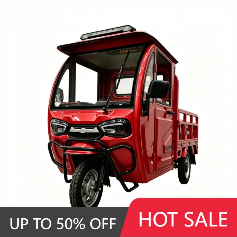 QQA KEYU quality certification 60v800w fully enclosed cab portable electric tricycle for rural cargo transportation