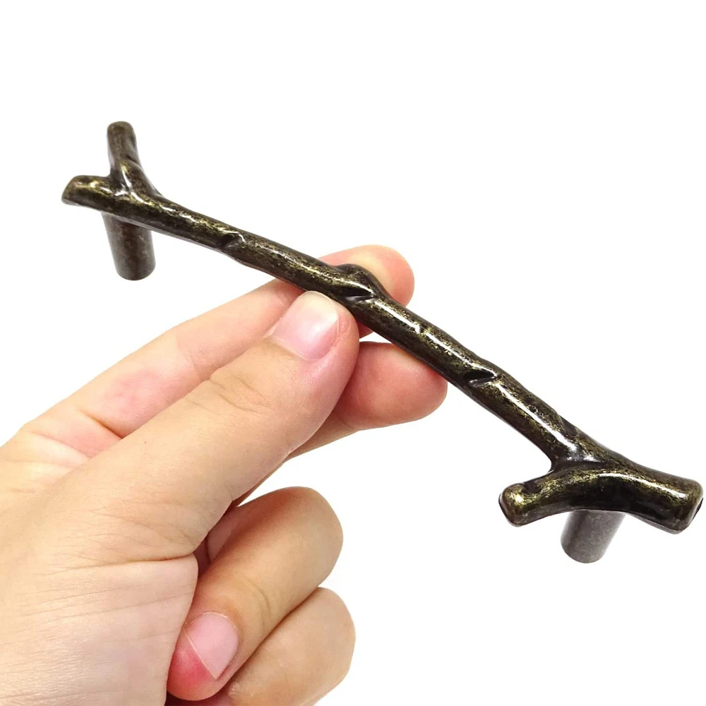 Vintage Tree Branch Furniture Handle Zinc Alloy Kitchen Cabinet Drawer Knob Wardrobe Cupboard Closet Door Pull Hardware Black