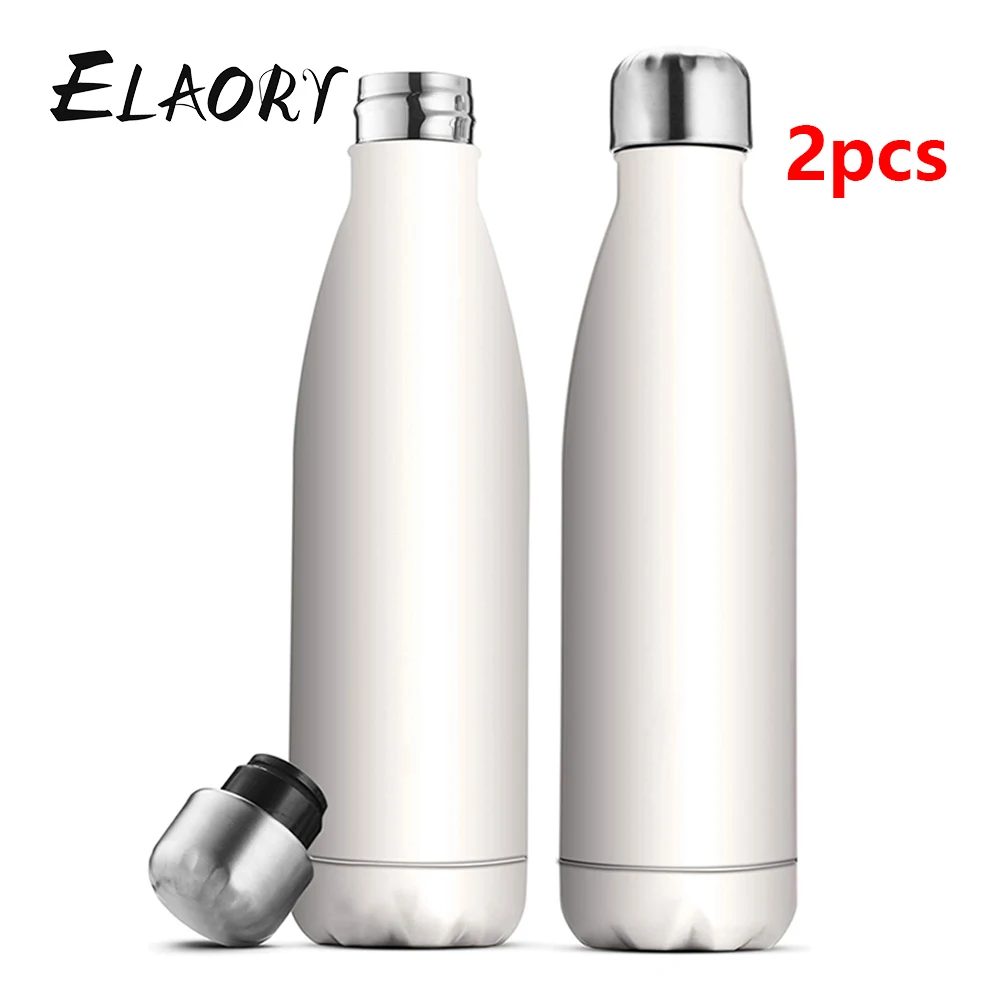 Water Bottle 17 Oz Stainless Steel Thermos Bottle Keeps Cold Triple Walled Insulated Gym Camp Set Of 2 Outdoor Drinking Canteens