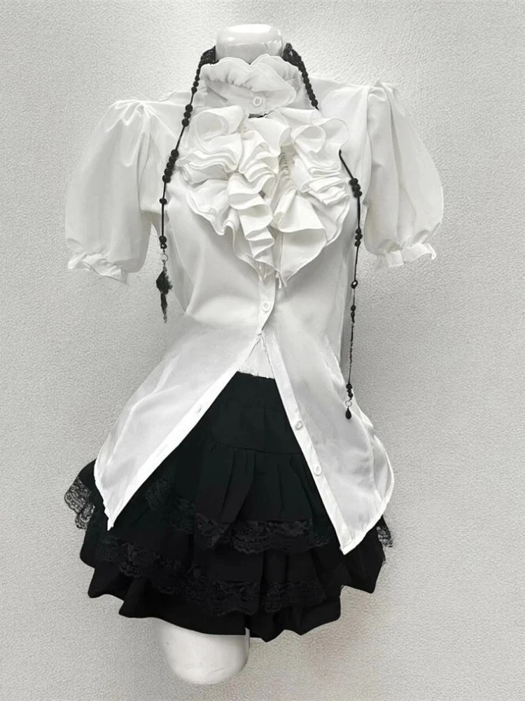 Anni 2000 Americano Retro 3 Pezzi Set Donna Casual Y2k Crop Top Camicetta + Gilet + Gonne Outwear Sottocultura Harajuku Abiti Vintage