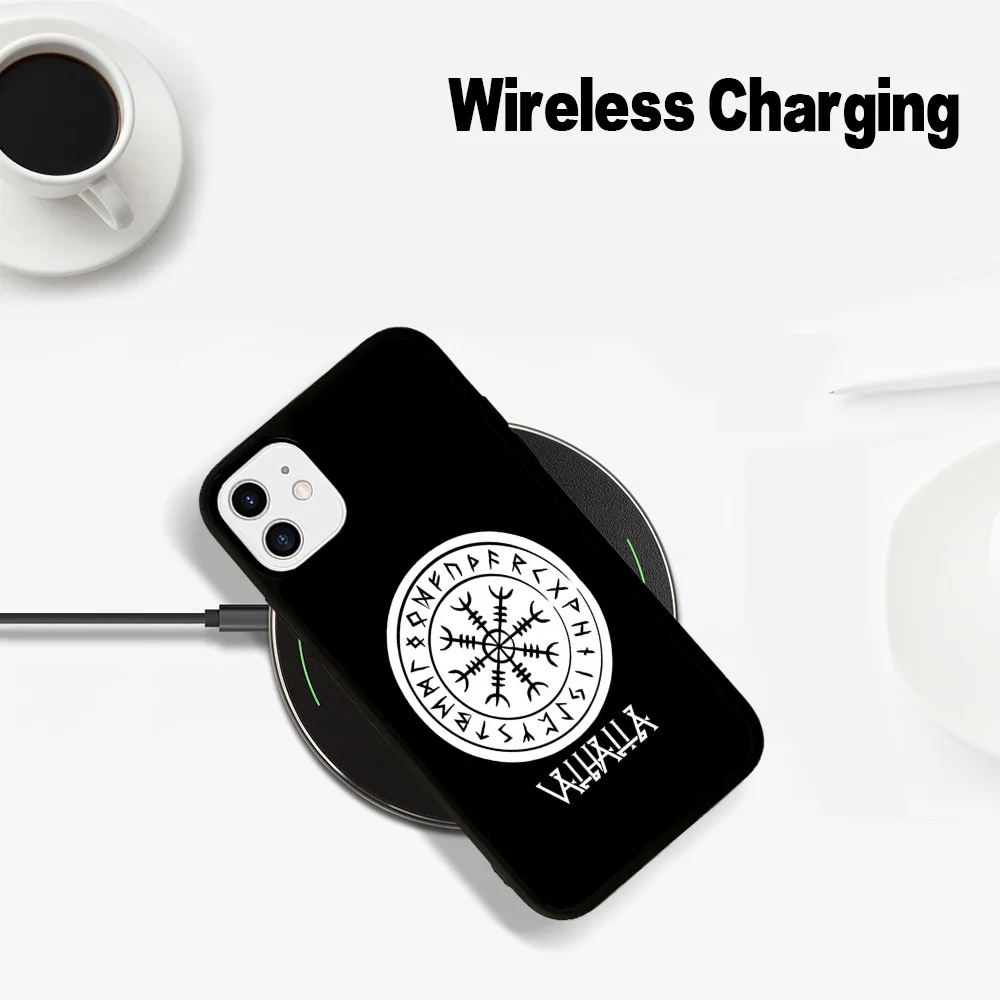 V-Viking V-Vegvisir Logo Handyhülle Magesafe Magnetic Wireless Charge Case für iPhone 16 11 12 13 14 15 Pro Max Plus Mini