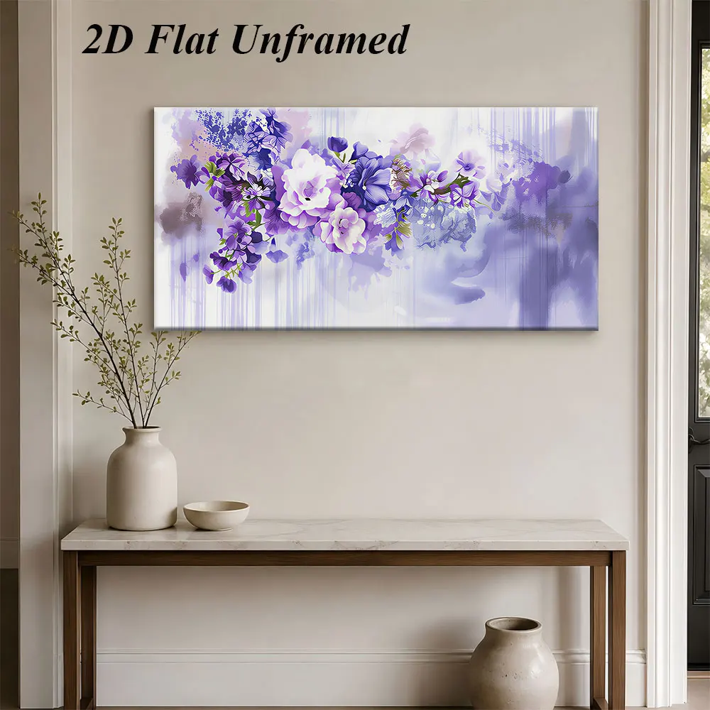 (1PC Unframe)1 purple flower frameless decorative painting, modern and simple living room, bedroom entrance background wall pain