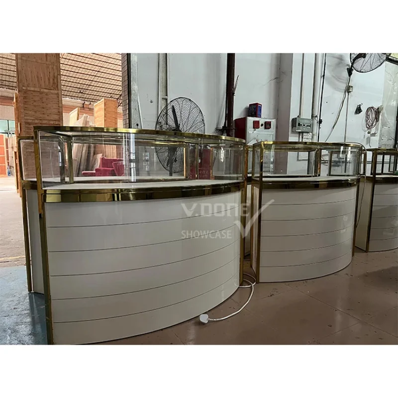 custom.Custom Luxury round Tempered Glass Showcase Watches and Jewelry Display Counter Furniture Cabinet