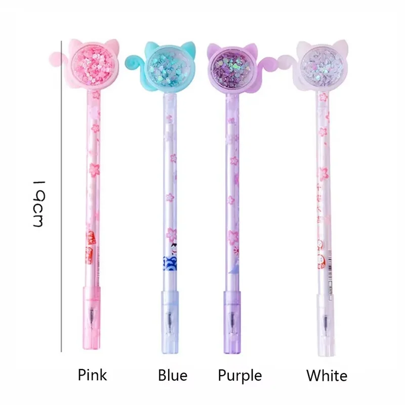 1Pc Stationery 0.5mm Pens School Office Suppies Novel Creative Kawaii Cat Glitter Recreation Cute Gel Pen kids school supplies