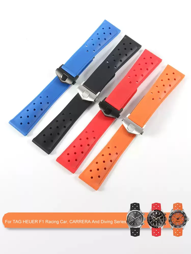

Rubber Watch Strap Men 22mm For TAG HEUER F1 Racing Car, CARRERA And Diving Series, High Quality Silicone bracelet