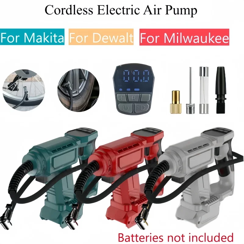 

Портативный беспроводной электрический воздушный насос для Makita/Milwaukee/DeWalt 18 В, автоматический насос для накачивания шин, ручной воздушный компрессор, электроинструменты