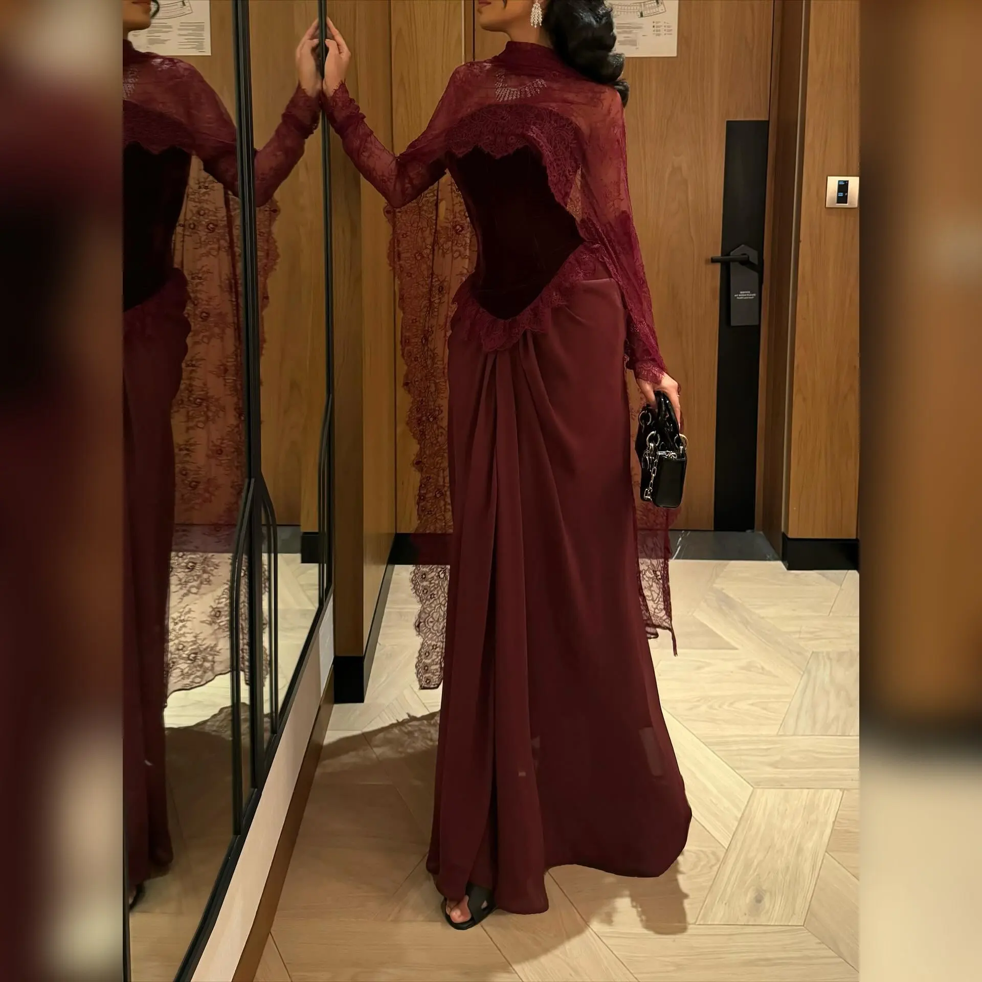 

Элегантное бордовое прозрачное кружевное накладное платье с корсетом и лифом длиной до пола, торжественное платье для женщин, свадебное коктейльное платье для гостей