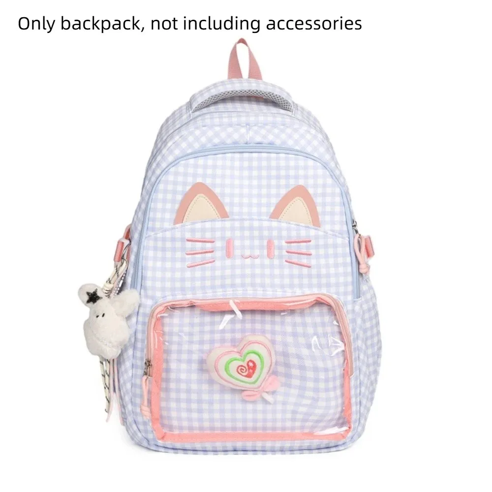 

Shoulder Bag Preppy Style Cartoon Cat Backpack Kitten Cute School Backpack Large Capacity Embroidery Students School Bag Daily