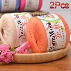 2Pcs hand knit Linen lace yarn Crocheting silk cotton Thread Crochet  Coaster Tshirt dress bag amigurumi line knit blanket