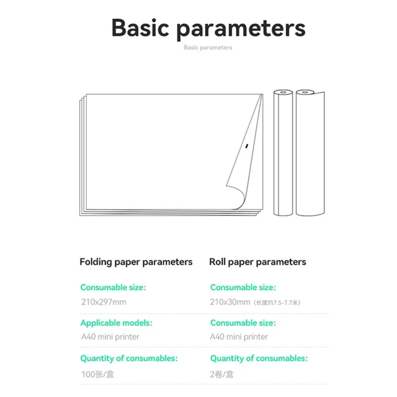 Rollo de papel térmico Peripage A4 plegado para impresión de impresora A40, papel térmico A4 de secado rápido a largo plazo para impresión fotográfica en PDF