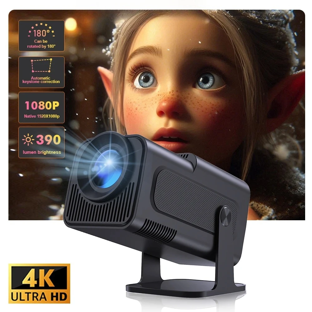 

Projector HY320 Mini Android 11 WiFi 6 BT 5.0 390ANSI Allwinner H713 Native 4K Supported Home Outdoor Portable Projector