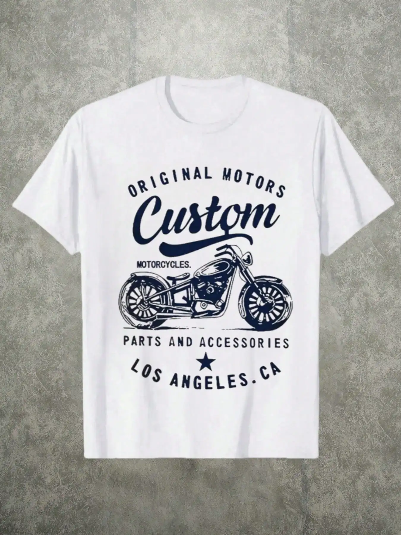 

(220G Pure Cotton T-Shirt) 1Pc Men's Round Neck Short Sleeved Casual Pure Cotton Print Tee Motorcycle And "Original Motors Cust