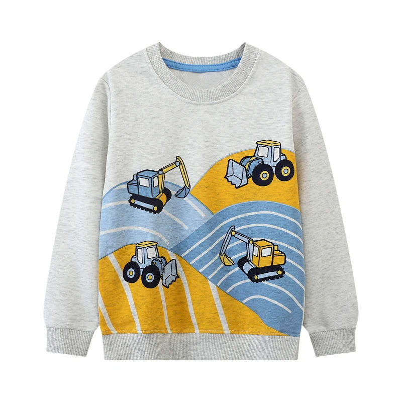 Little maven 2PCS Autumn Spring Children's Clothing Baby Boys Excavator Tops Hoodies SweaterShirts for Kids Clothes  2-7 Years