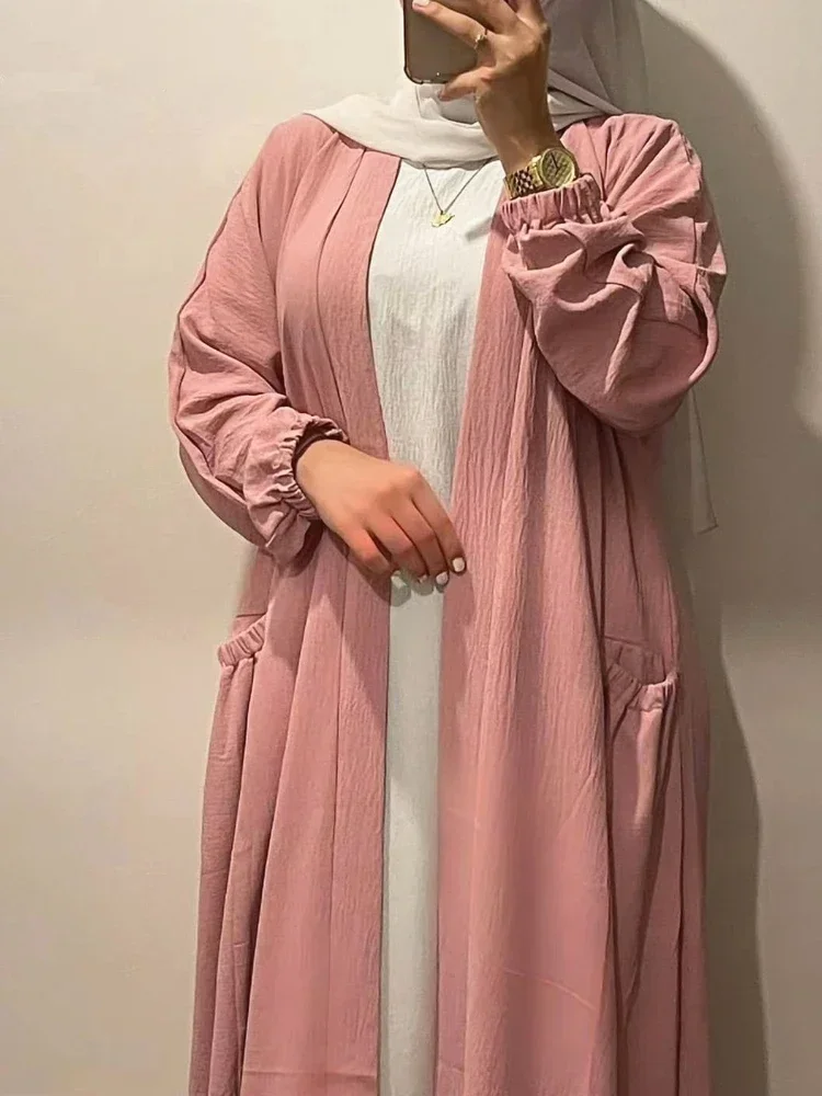 Vestido Hijab Muçulmano para Mulheres, Robe Kaftan Modesto, Abayas Abertas, Roupas Islâmicas, Ramadan, Eid, Dubai, Turquia, Quimono