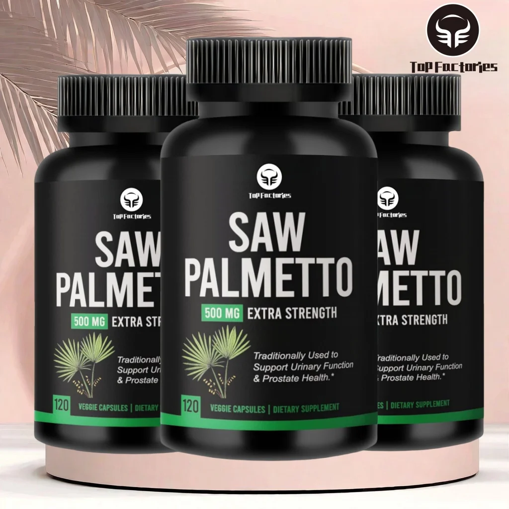 

Men's Saw Palmetto Prostate Supplement DHT Blocker for Hair Growth & Reduced Urination Vegan Capsules 120 Count