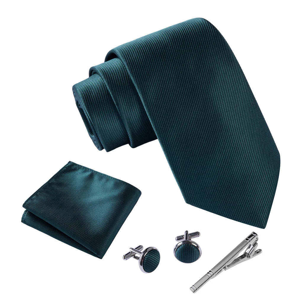 Ikepeibao-Conjunto de corbata de cachemira negra para Hombre, gemelos de Metal con Hankie, conjunto de clips, traje Formal, accesorios para Hombre, corbata de rendimiento