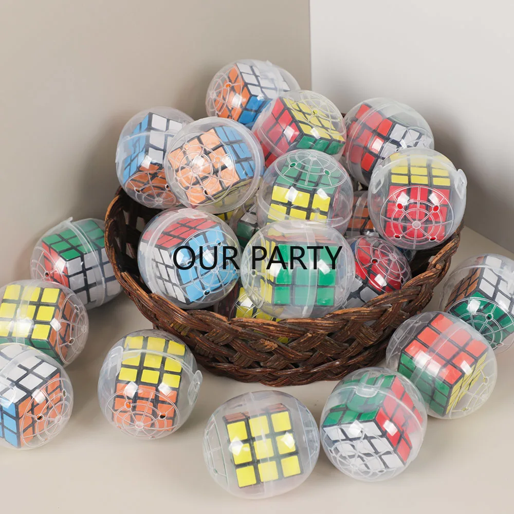 12Pcs Cute Surprise Puzzle Cube Capsule Egg Ball Toys for Kids Birthday Party Favors Pinata Fillers School Reward Halloween Gift