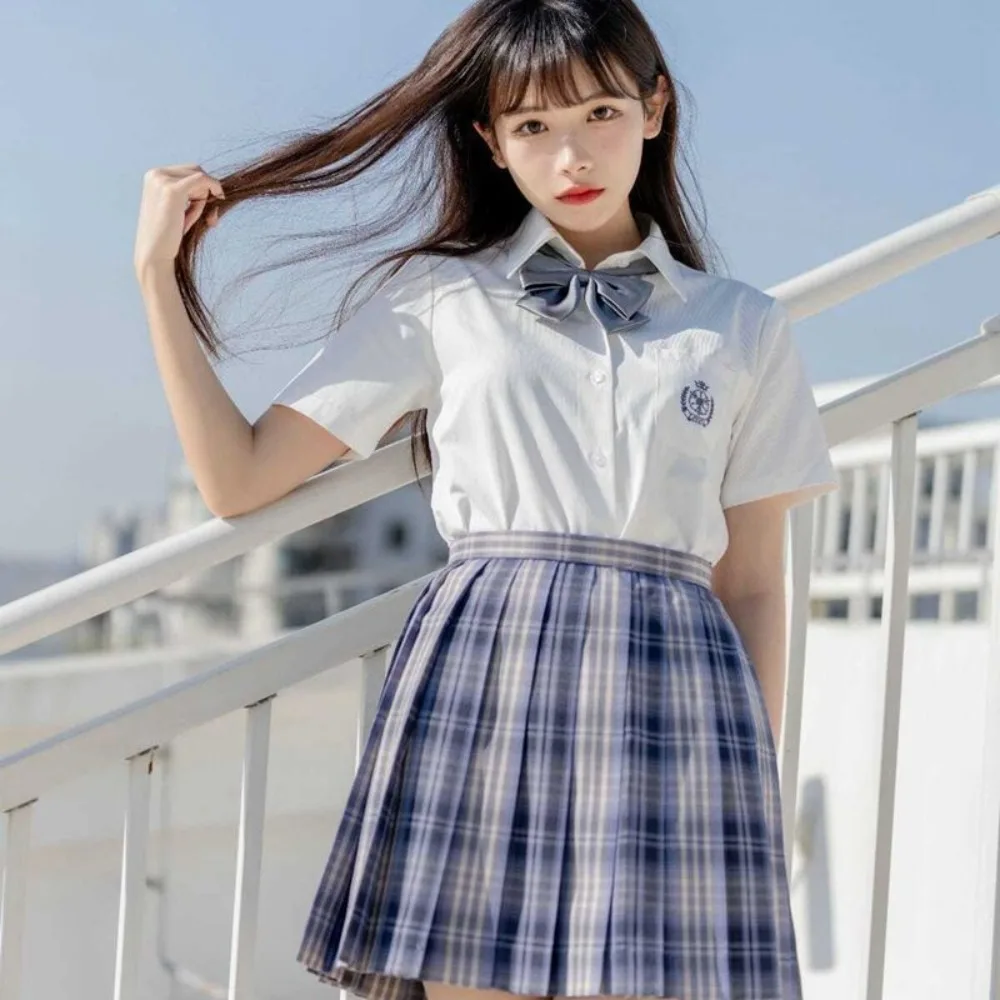 JK DK Uniform Shirt, Embroidery Square Neck Top, Short&Long Sleeve School Uniform for Student Party Stage Wear & Cosplay