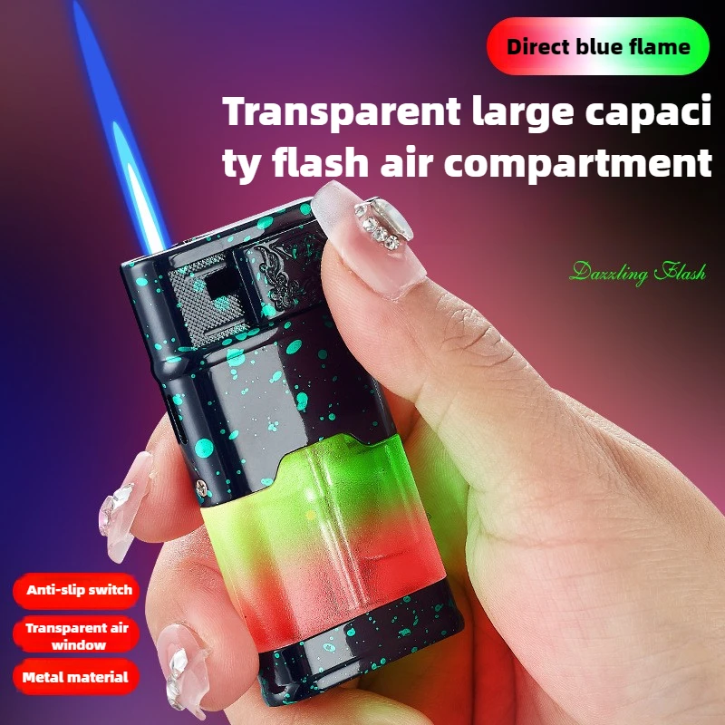 New Cool Perspective Air Compartment Inflatable Lighter Men's Gift Metal Body Cigarette Accessories