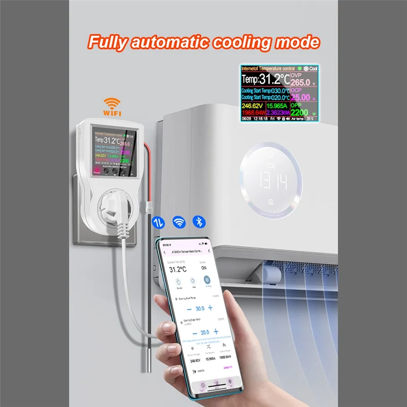 

A43Z-Tuya Wi-Fi разъем термостата 16A AC220V цифровой регулятор температуры розетка таймер переключатель датчик вилка европейского стандарта