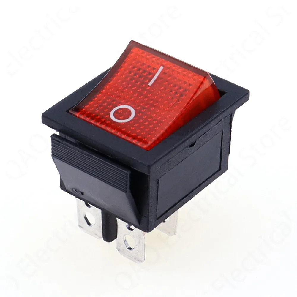 5Pcs Latching Rocker Switch Power switch I/O 4 Pins with Light 16A 250VAC 20A 125VAC KCD4