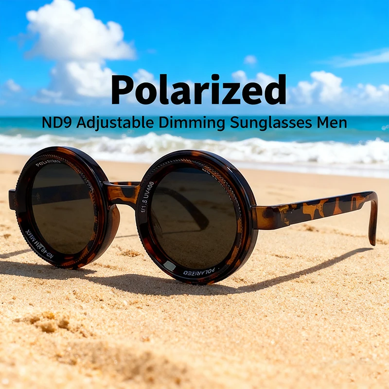 

Polarized Steampunk ND9 Adjustable Dimming Sunglasses Men 2025 Round Punk Sun Glasses For Male Outdoor Fishing UV400 Eyewear