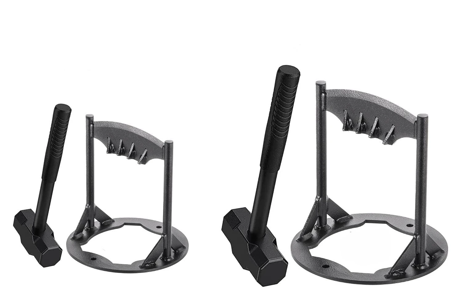 Manual Wood Splitter, Kindling Splitter For Firewood With Sledge Hammer, Vertical Log Splitter Wedge For Outdoor Camping Backyard Fireplace, Rust Resistant Steel, Black, Two Piece Set