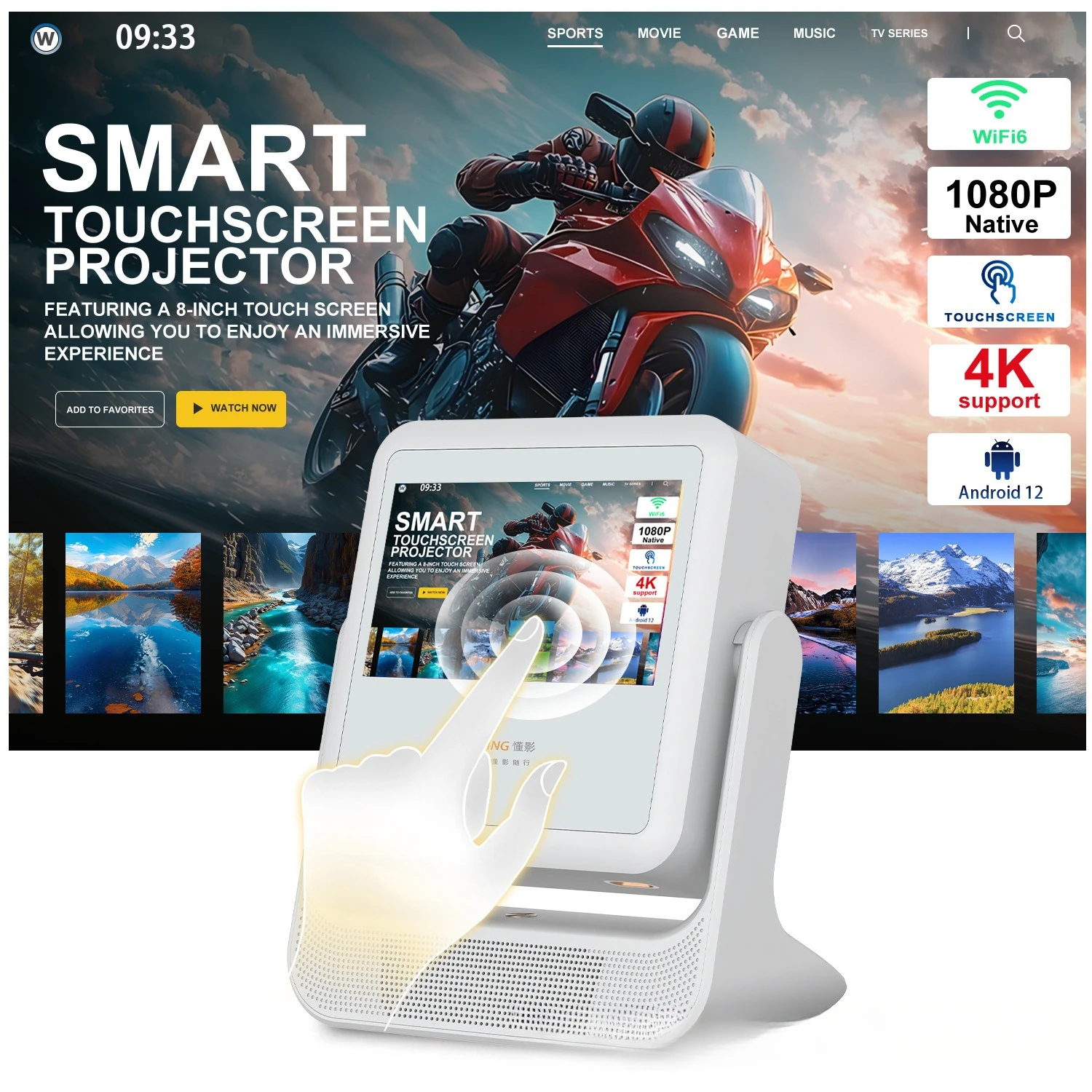 New 4K touch with gimbal plus tablet speaker, all-in-one dual-screen display A2Pro Android projector