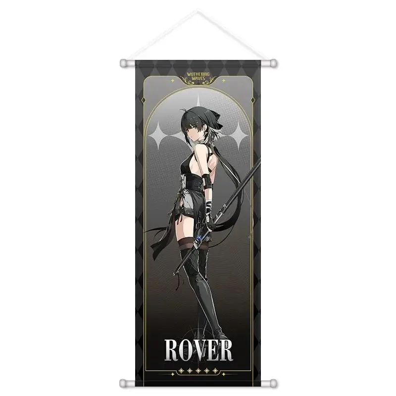VIKAMA Dark Rover Black Coat Anime Wall Scroll Tapestry Mysterious Male Art Fabric Poster for Bedroom Living Room Otaku Gift