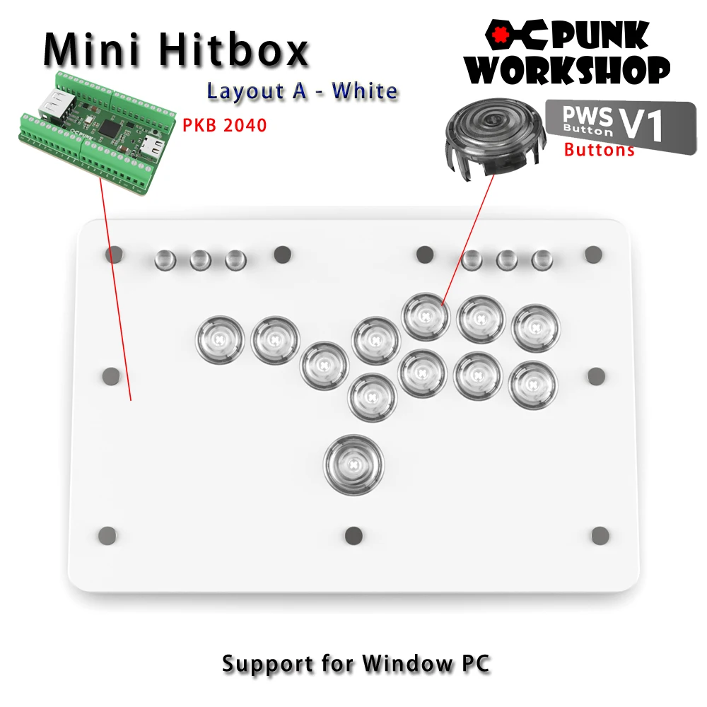 Punk Workshop Leverless Mini HitBox Layout D SOCD Fighting Stick