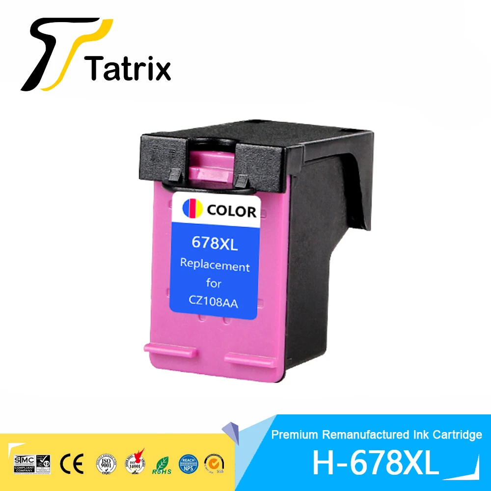 Tatrix 프리미엄 재생 컬러 잉크젯 잉크 카트리지, HP678 HP678XL 데스크젯 잉크 어드밴티지 1015 1518 프린터용, 678 XL 678XL