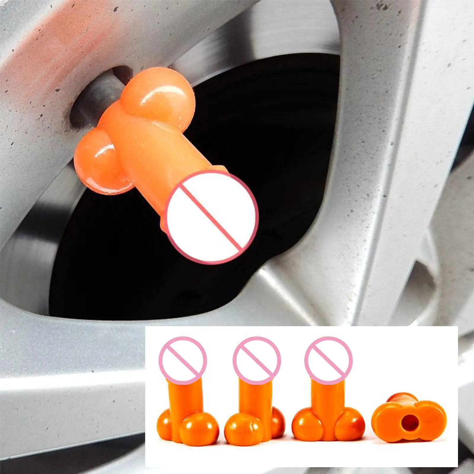 4 Pack Car Motorcycles Bikes Prank Pennis Tyre Tire Valve Luminous Stem Cap