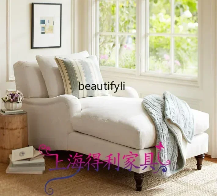 Hot sales American simple small apartment combination modern lazy sofa single cotton and linen fabric chaise longue couch