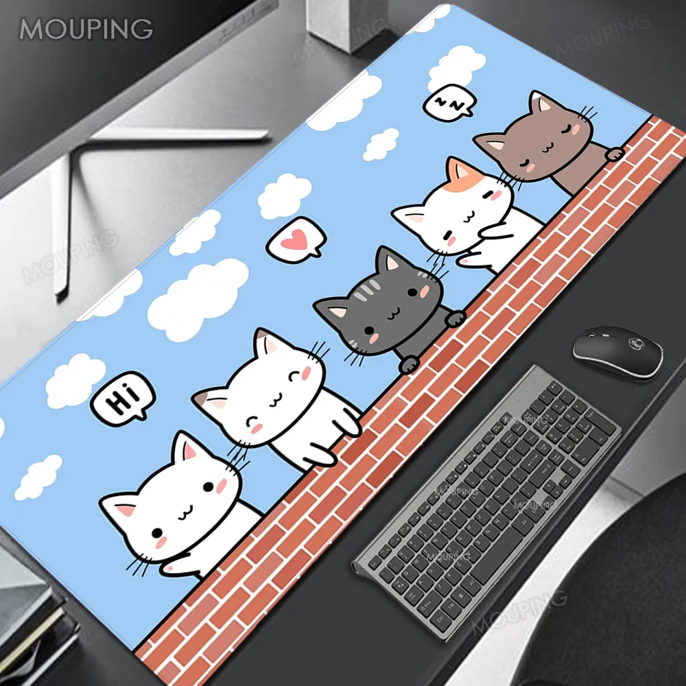 Alfombrilla de ratón para ordenador portátil Kawaii anime cats, alfombrilla de escritorio extendida XXL, alfombrilla de ratón rosa de alta calidad para gaming