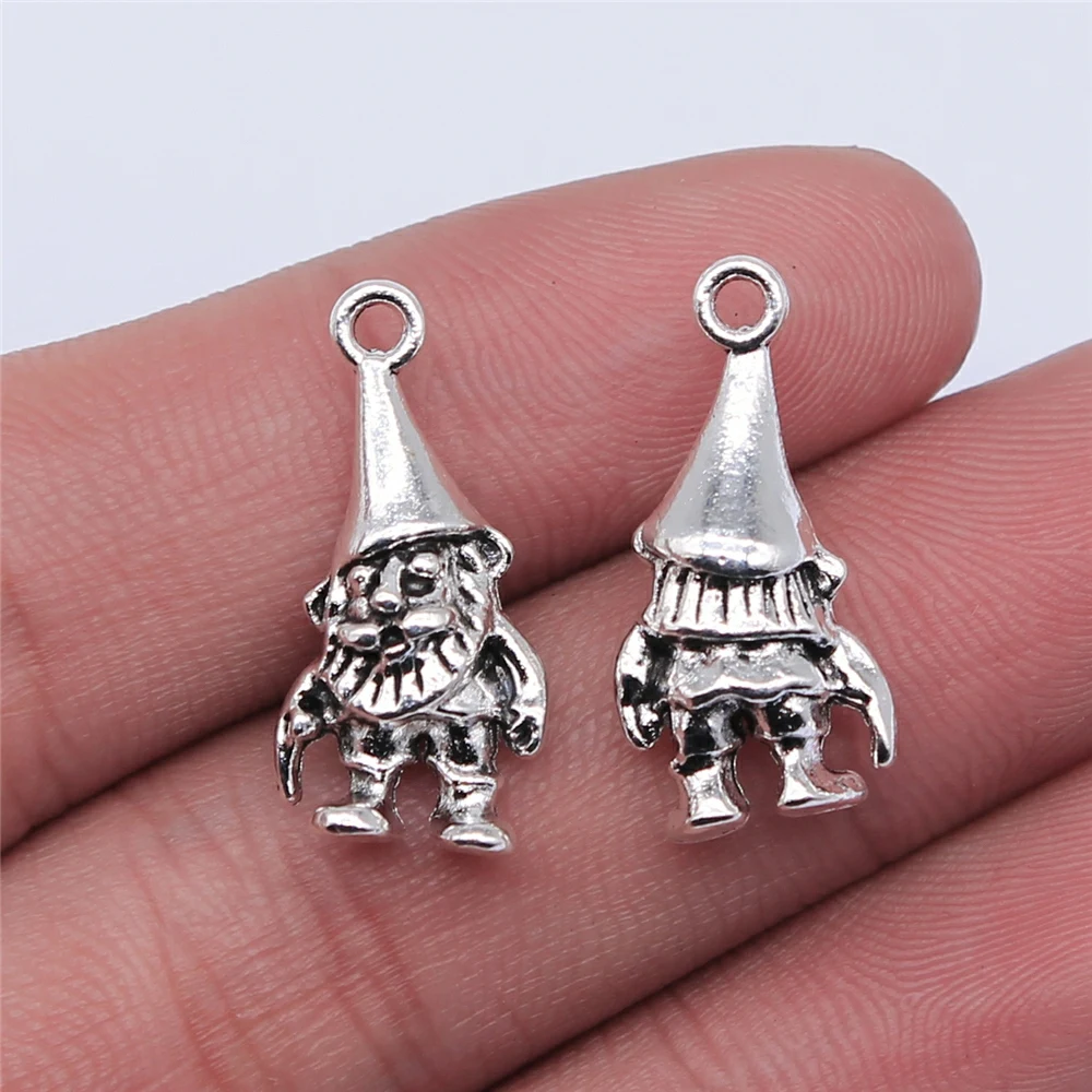 WYSIWYG 10pcs 23x10mm Antique Silver Color Santa Claus Charms Pendant For Jewelry Making DIY Jewelry Findings