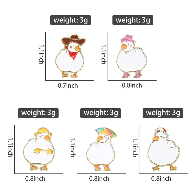 Cute Animal Enamel Pins Sweet brooch of white and fat ducklings wearing beautiful hats Accessories Metal Badge Jewelry Wholesale