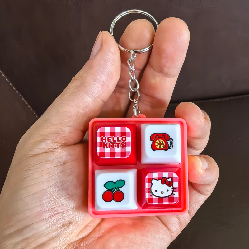 Hello Kitty Four ;'Grid Sound Light Clicker Keychain Kawaii ,.Cute Fidget Toy Stress Relief Toy Sensory/; Toy Squishy Party Gift view 3