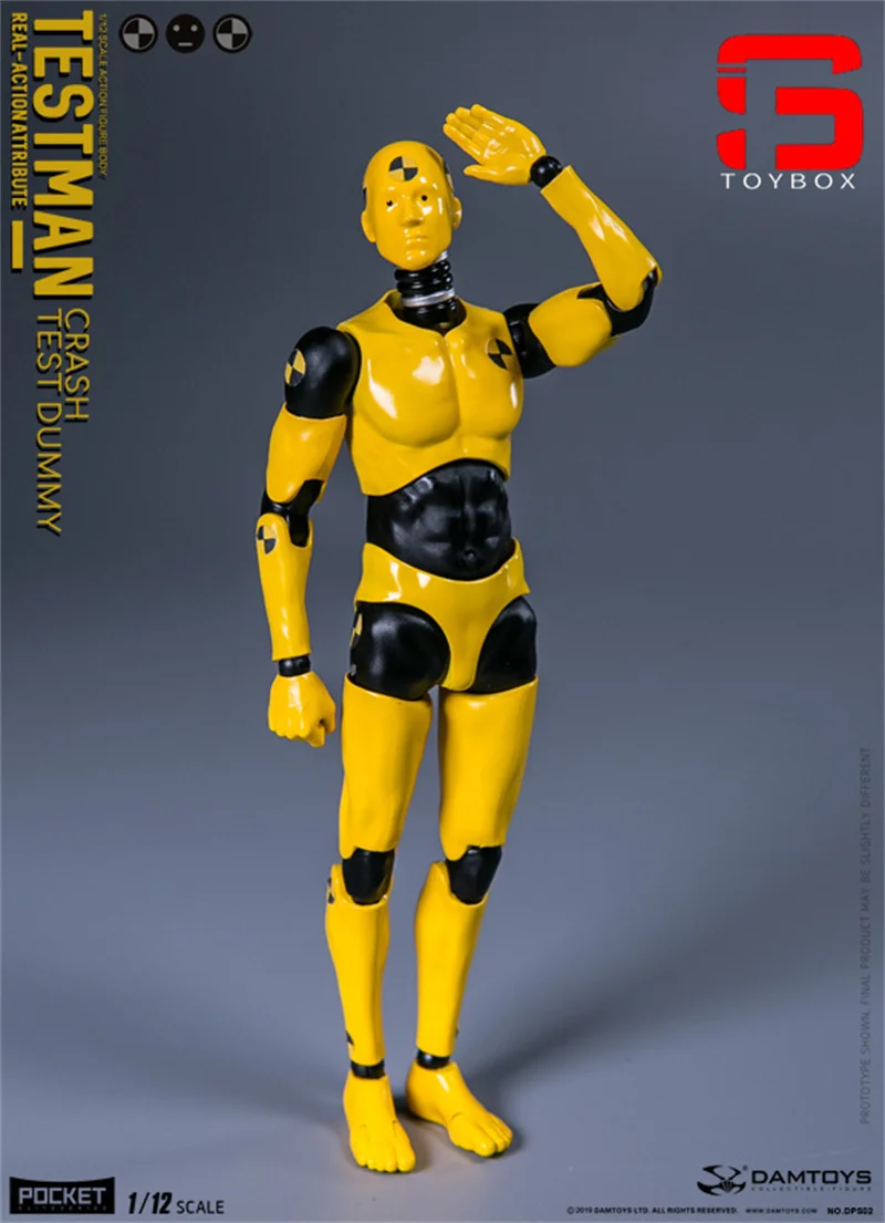 Damtoys dps01 dps02 dps10 dps11 escala 1/12 figura de ação masculina modelo 6 ''drawman amarelo testman bonecas de corpo articulado removível