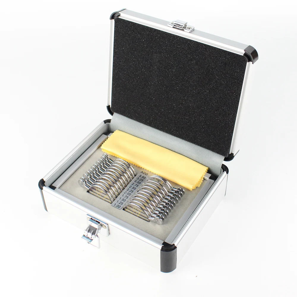 Набор прогрессивных пробных линз, офтальмологический инструмент, 22 предмета Набор прогрессивных пробных линз, офтальмологический инструмент, 22 предмета