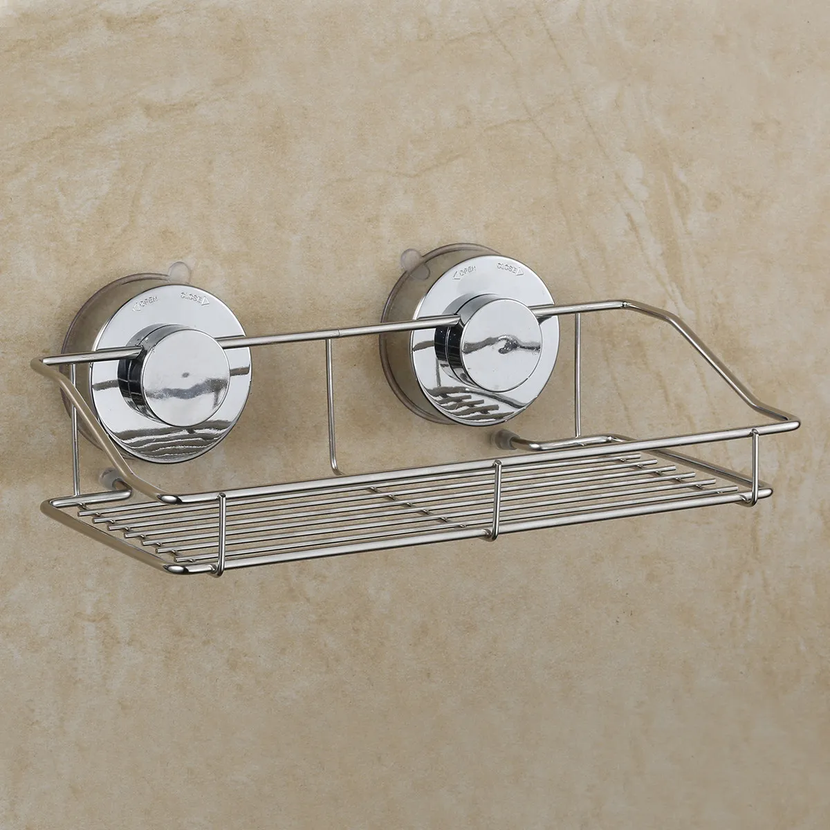 Bathroom Wire Shelf Silver Wall Mounted Rack Suction Cup Storage Organizer Kitchen Bathroom Shelves Hanging Shelf Space Saver