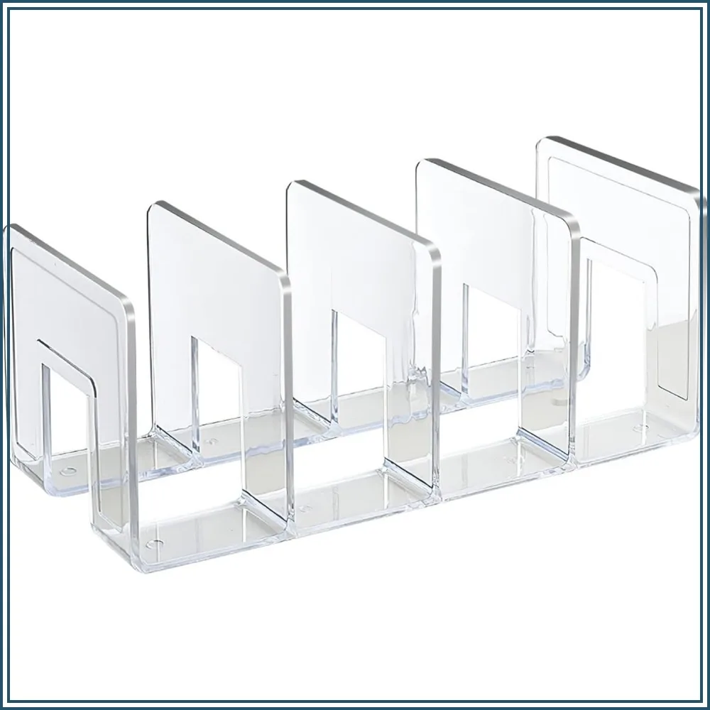 Clear Acrylic File Sorter, 4-Section Desk Organizer for Papers, Mail, Notebooks, Sturdy & Non-Slip
