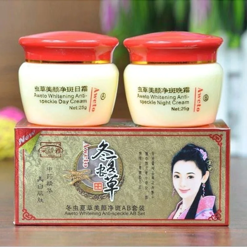 Snow Cordyceps Whitening Freckle Removing AB Set Day Night Cream Melasma Dark Spot Corrector Anti Yellow Brightening Skin