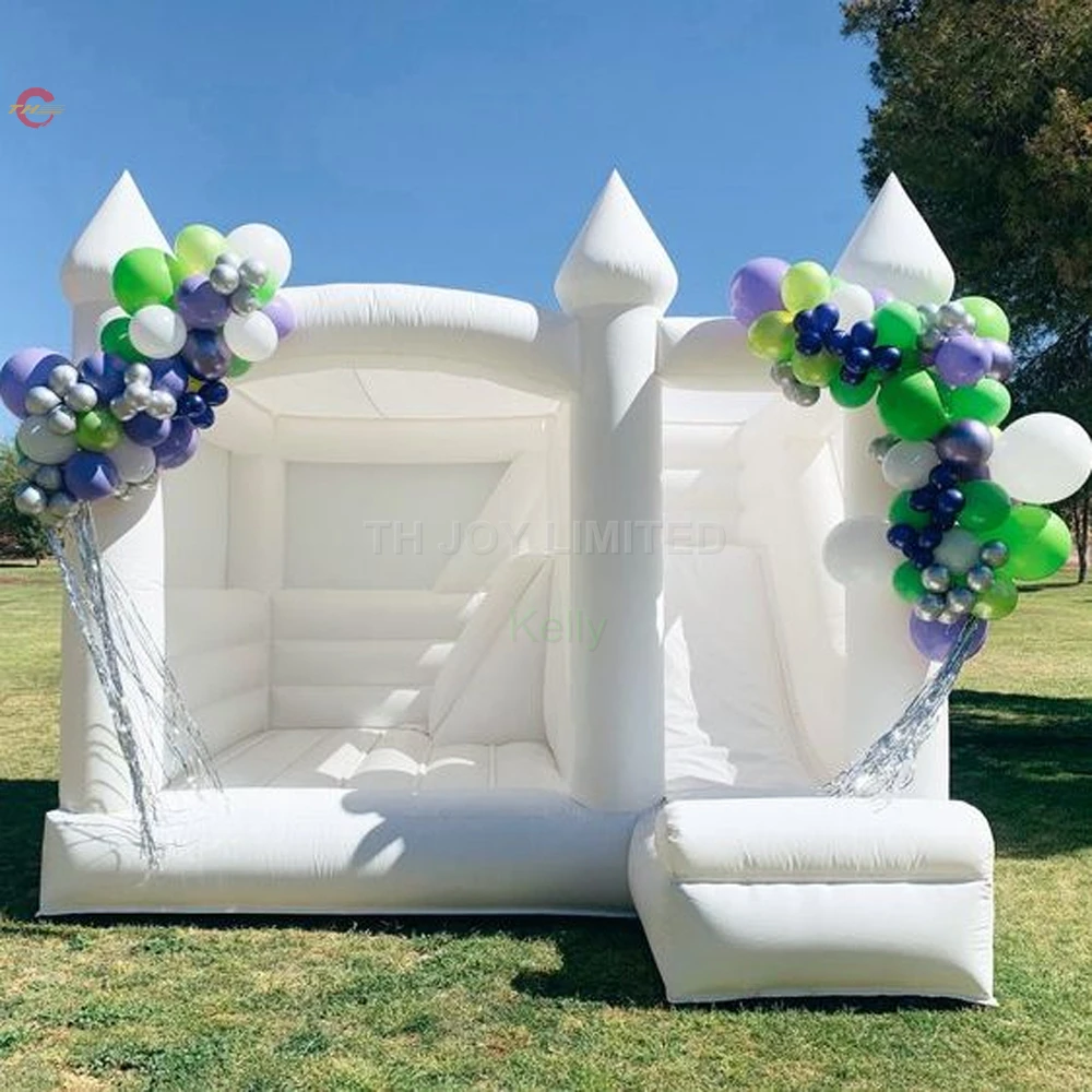 Outdoor Games Activities Wedding Bouncer White Inflatable Jumper With Slide Jumping Combo Outdoor Sport Air Bounce House for