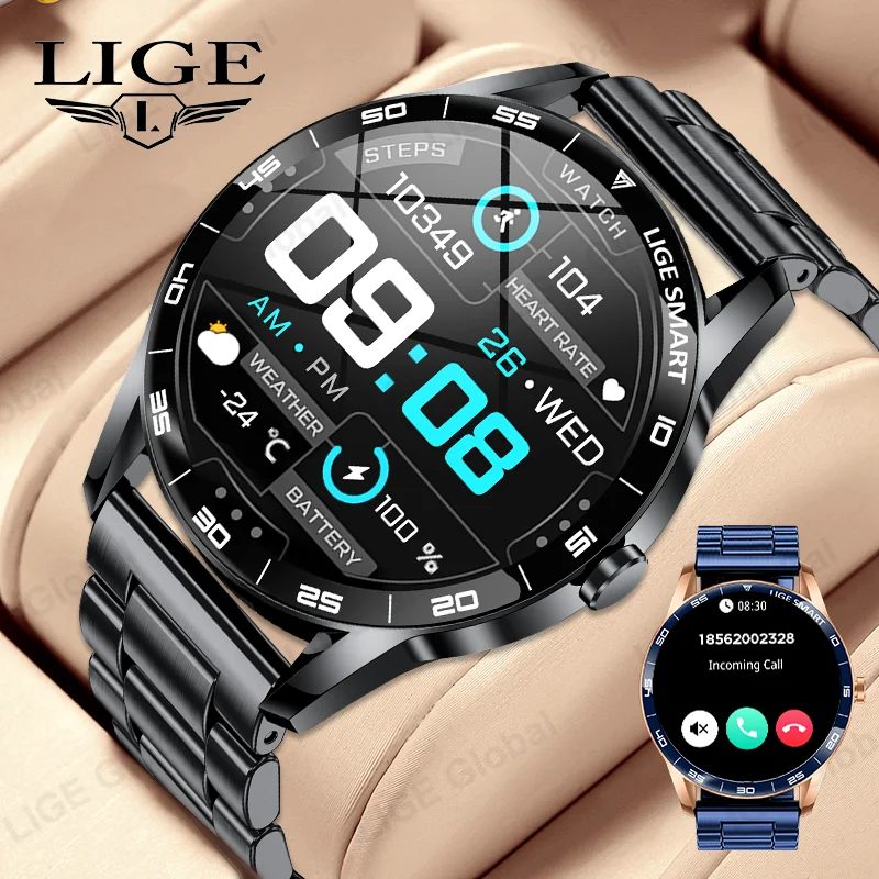 

LIGE New Voice Calling Smart Watch Sport Health Monitoring Full Touch Screen Men Women Bluetooth Smartwatch Gift For Android IOS