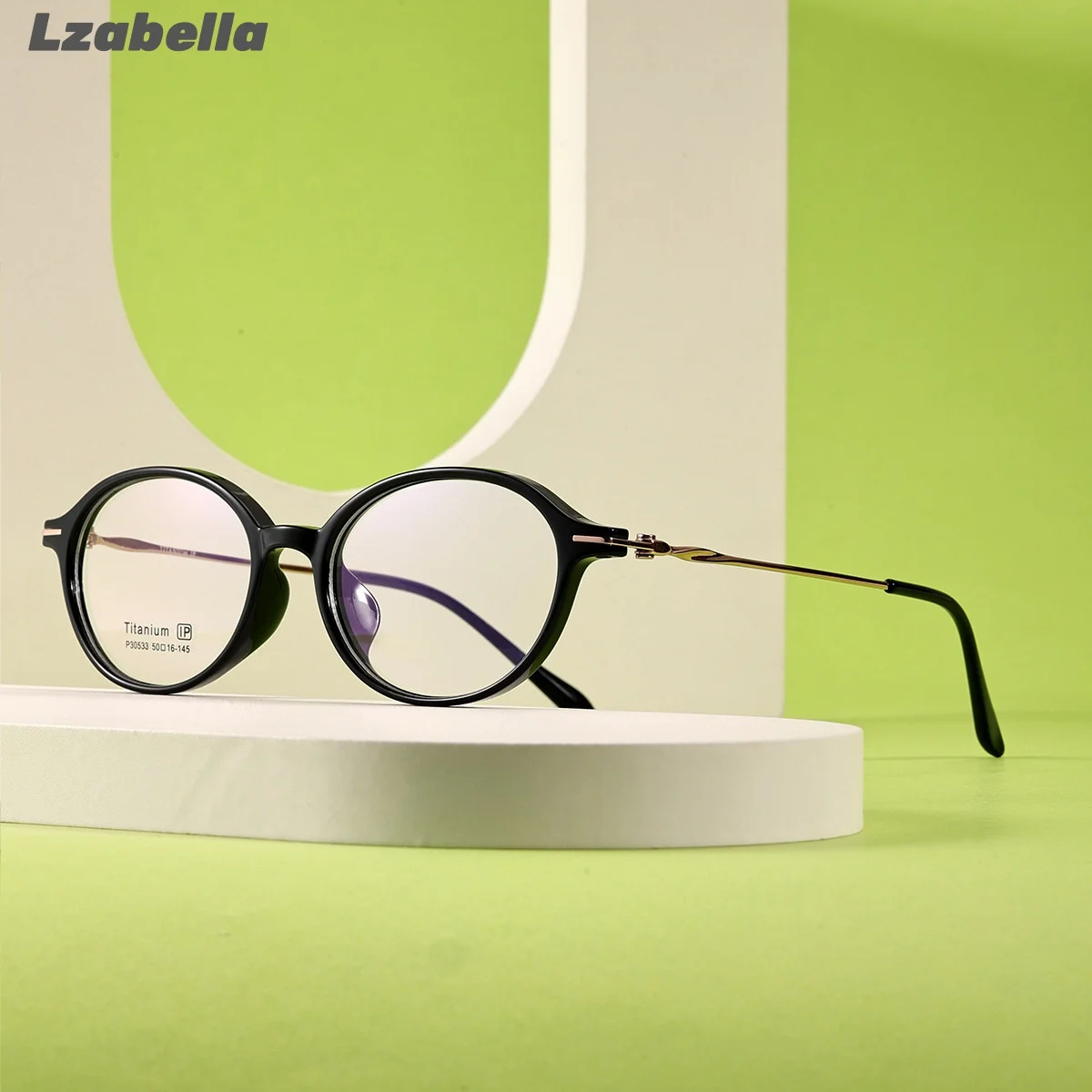 

Lzabella elliptical glasses, ultra light and trendy titanium alloy frame, men's and women's optical prescription glasses 30533