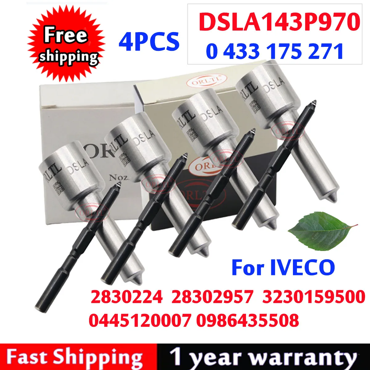 

4 шт. 0445120007 0986435508 Форсунка топливной форсунки DSLA143P970 0 433 175 271 Дизель DSLA 143 P 970 для Iveco 2830957 2830244