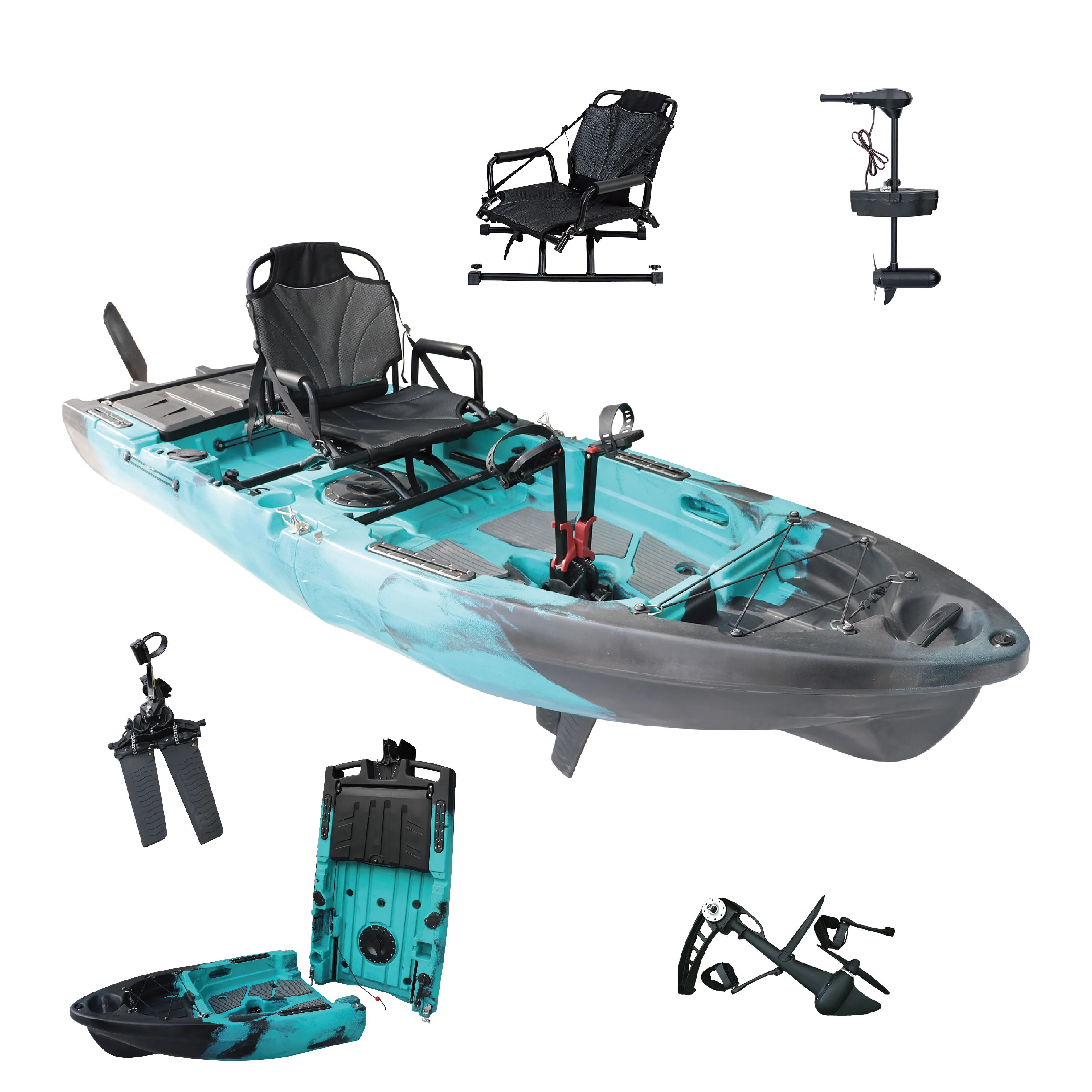 

2025 New Design 2-Section Removable Solo Modular Pedal Kayak Fishing Kayak LLDPE Kayak on Sale