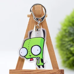 Invader Zim Keychain Clear Acrylic Key Chain Pendant Accessories Cartoon Key Ring